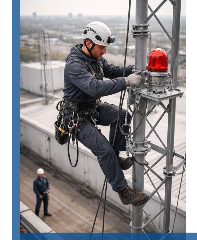 Монтаж заградительных огней и обслуживание объектов в Назрани