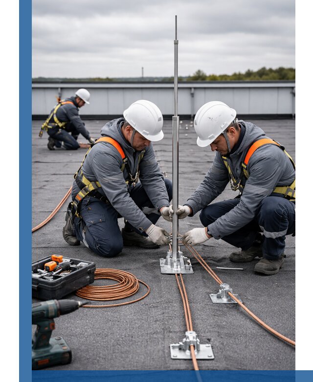 Монтаж молниезащиты на кровле в Назрани под ключ с гарантией