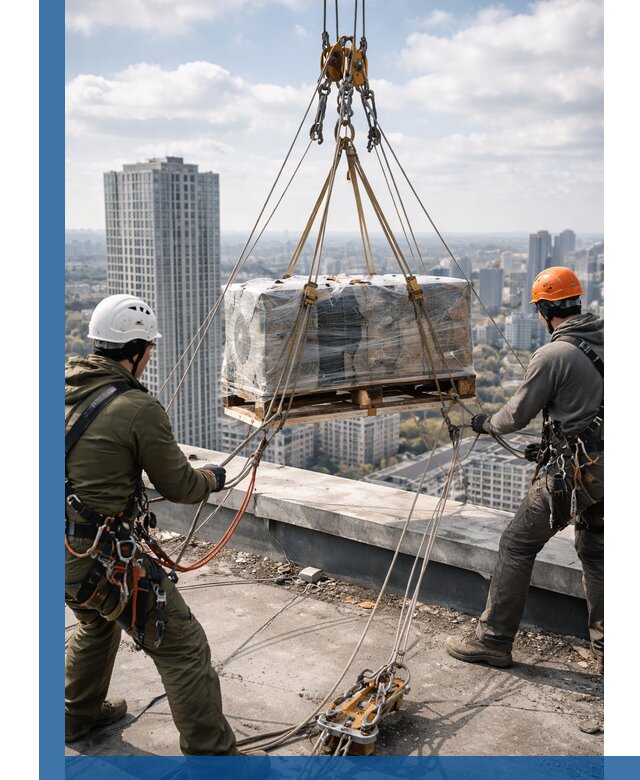 Подъем и монтаж крупногабаритных грузов на крышу в Назрани