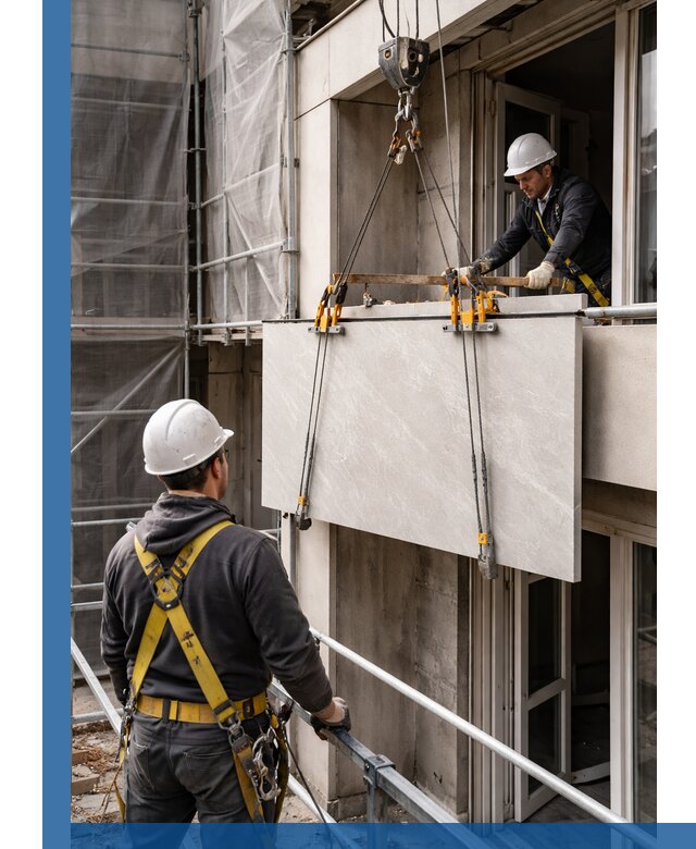 Подъем керамогранита на этаж в Назрани грузчиками и техникой