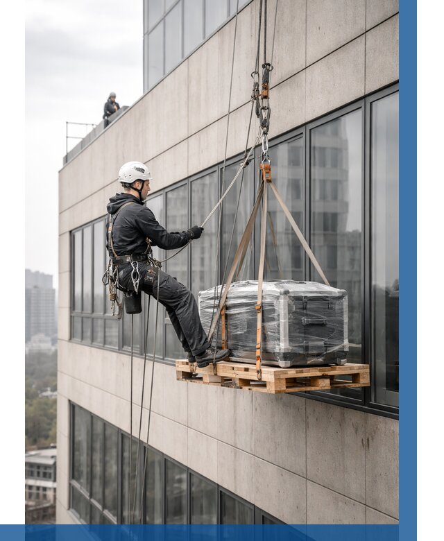 Спуск груза по фасаду в Назрани от 3595 р. | ВЫСОТНИК-Нзр