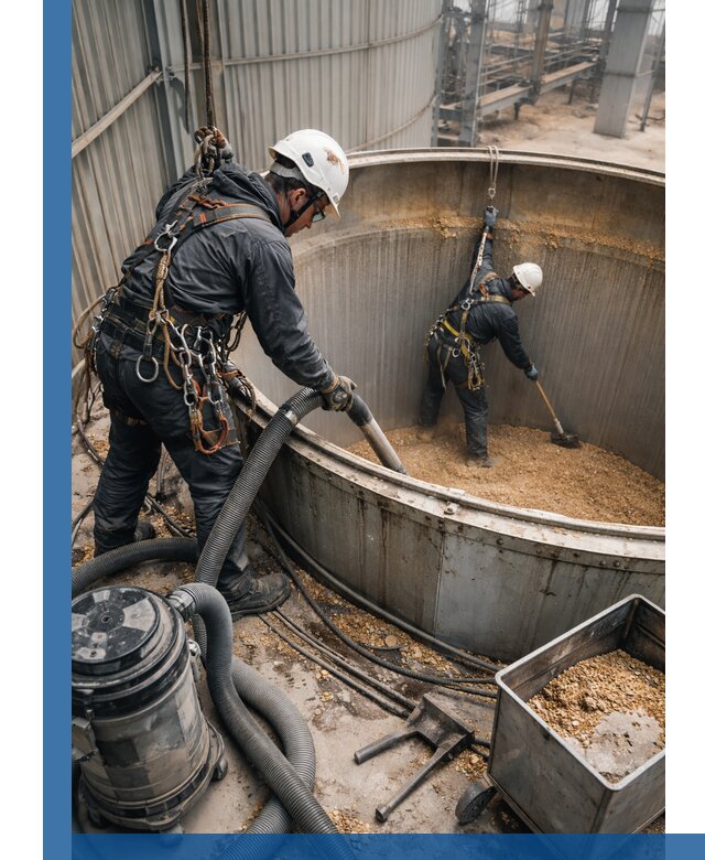 Профессиональная чистка зерновых бункеров в Назрани с выездом