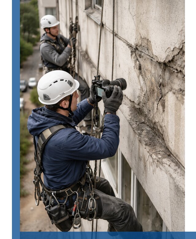 Фотофиксация дефектов фасада с высотной съемкой в Назрани