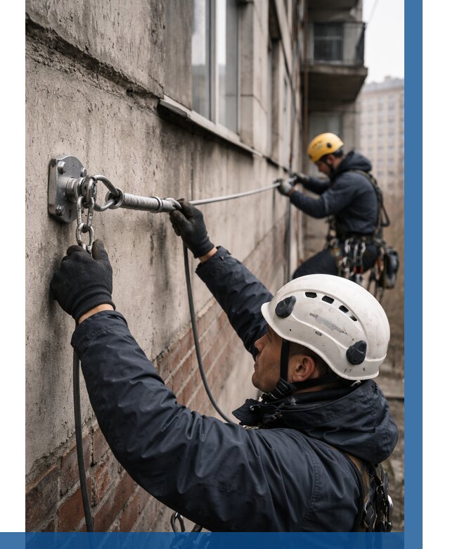 Монтаж анкерных линий в Назрани от 3082 р. | ВЫСОТНИК-Нзр