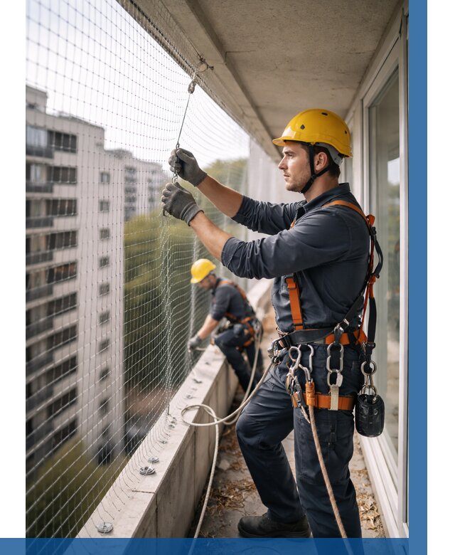 Монтаж сетки от птиц в Назрани от 4622 р. | ВЫСОТНИК-Нзр