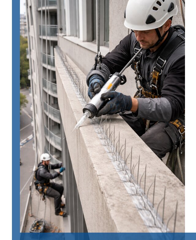 Установка шипов от птиц на фасадах и кровлях в Назрани